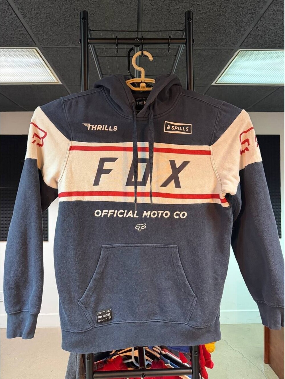 Distressed Fox Racing Official Moto Co Hoodie Bleach Spots